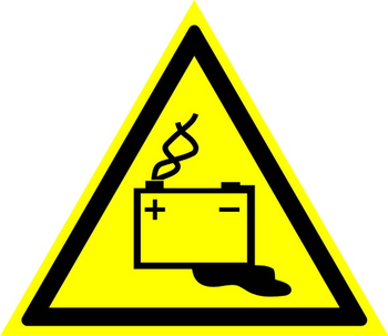 W20 осторожно! аккумуляторные батареи (пленка, сторона 200 мм) - Знаки безопасности - Предупреждающие знаки - магазин "Охрана труда и Техника безопасности"