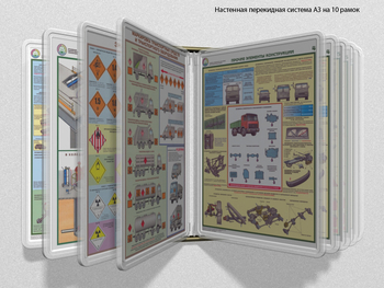 Настенная перекидная система а3 на 10 рамок (прозрачная) - Перекидные системы для плакатов, карманы и рамки - Настенные перекидные системы - магазин "Охрана труда и Техника безопасности"